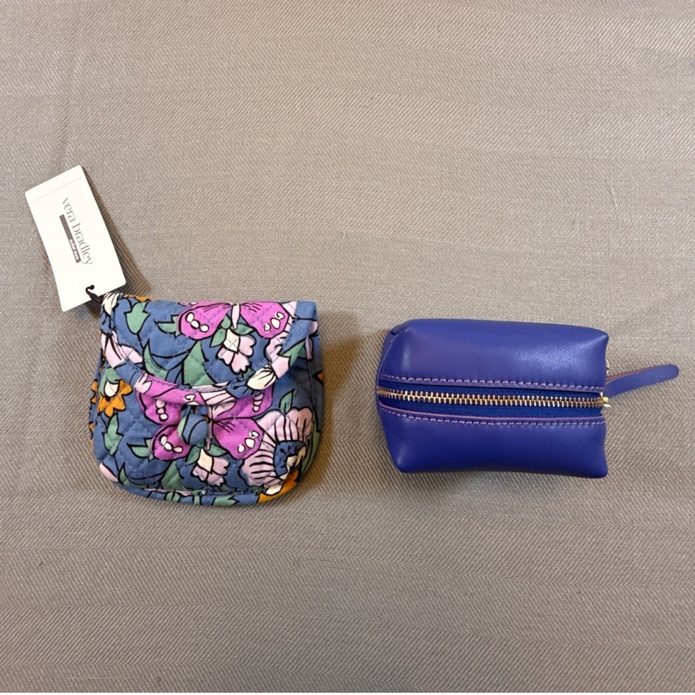 Vera Bradley Wild Prairie Hair Kit & Deep Ultramarine Mini Cosmetic Pouch NWT